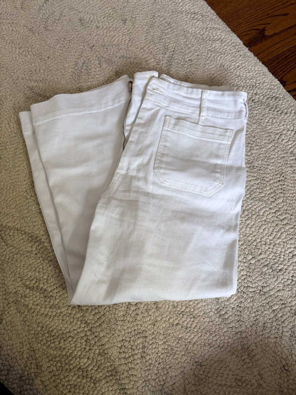 Maeve White High-Rise Straight Jeans with Minimal Seam Detail